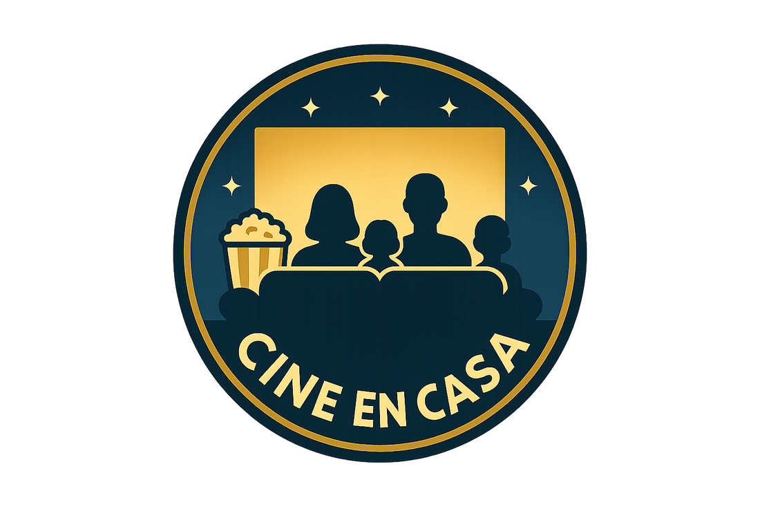 dame un logo que se refiera cine en casa  con una familia viendo cine 